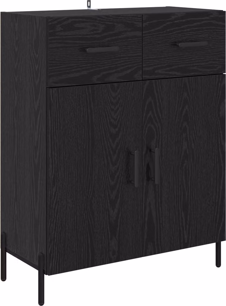 Credenza Rovere Nero 69,5 x 34 x 90 cm Legno multistrato