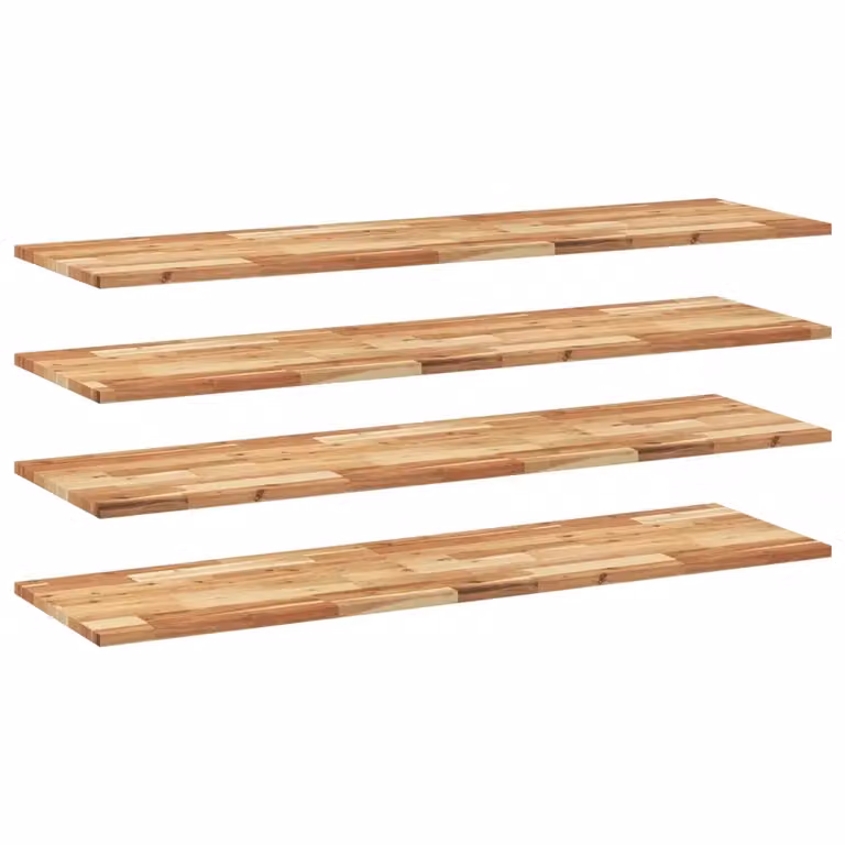 Set di 4 mensole da parete VIDAXL in legno di acacia marrone con finitura a olio, L: 40 cm, P: 4 cm, H: 2 cm