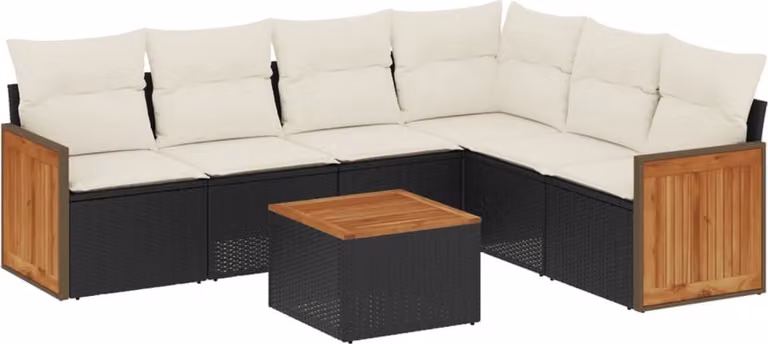 Maison Exclusive - Set da giardino 7 pezzi con cuscini in polyrattan nero