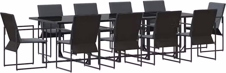 Set da Pranzo per Giardino 11 pcs Nero Acciaio