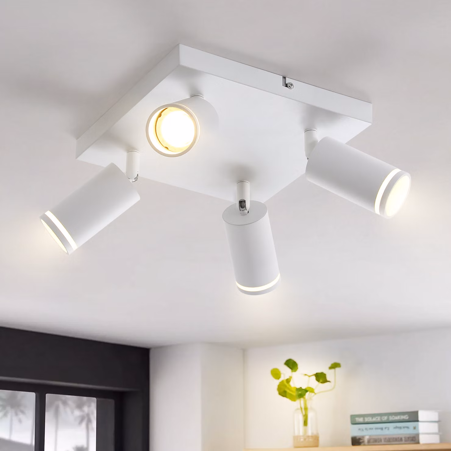 ZMH LED plafoniera nera faretto da soffitto 4 fiamme GU10 faretto orientabile faretti da soffitto in metallo per corridoio soggiorno camera da letto, senza lampadine