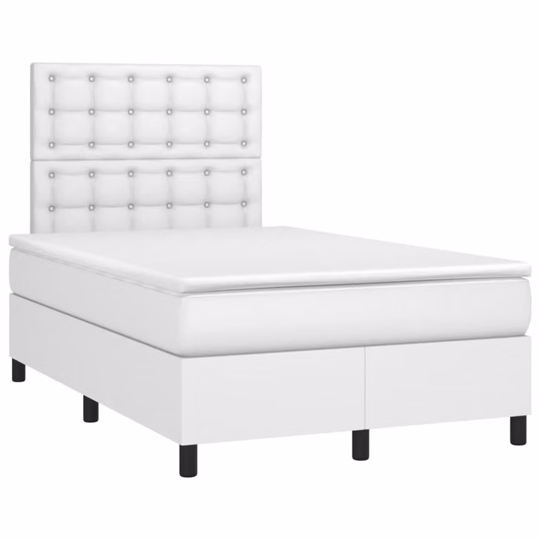 Giroletto a Molle con Materasso Bianco 120x190 cm in Pelle finta