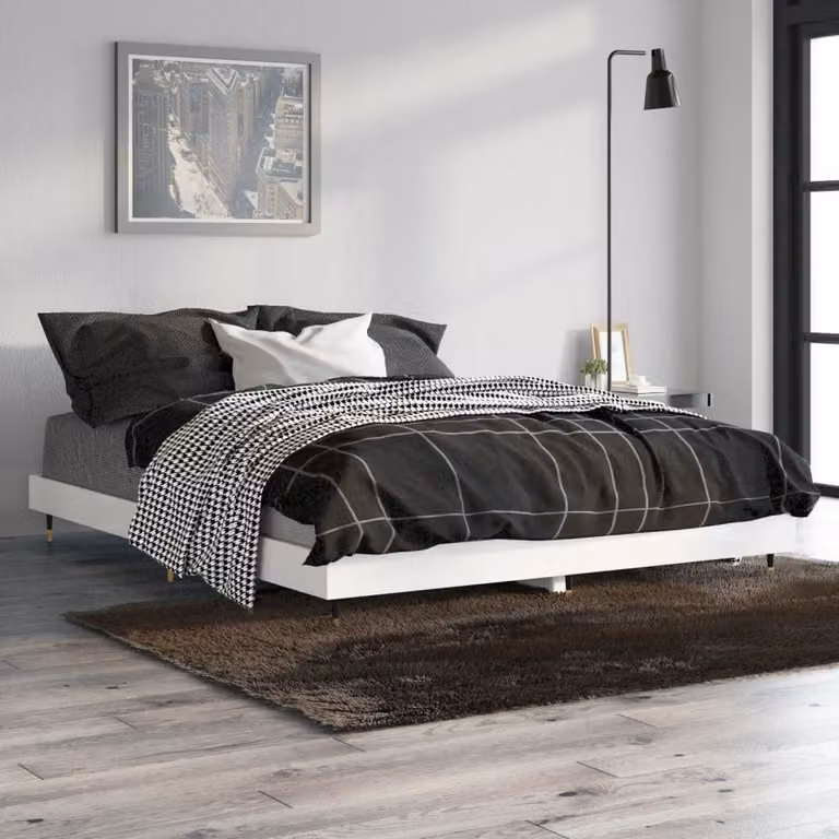 Giroletto vidaXL Bianco Lucido in Legno Multistrato e Metallo L/P/H: 140 x 193 x 20 cm