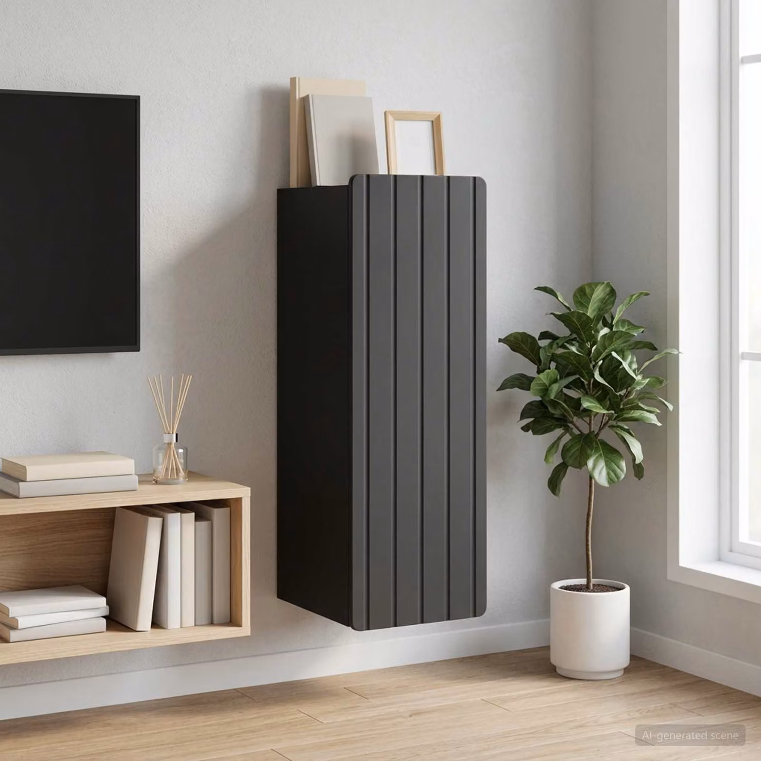 Mobiletto a muro vidaXL Nero con ante a battente in MDF e ripiani interni, L/P/H: 33 x 34,5 x 94 cm