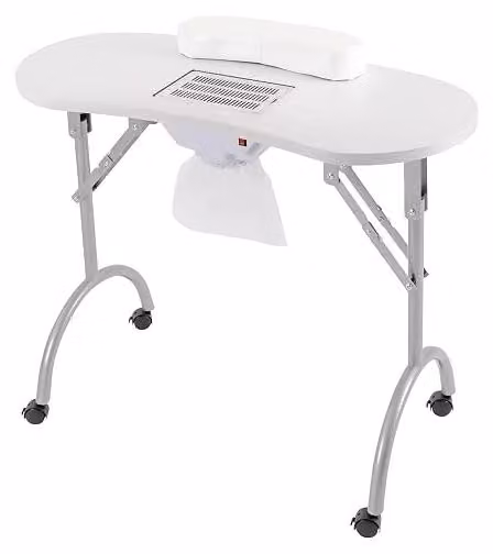Tavolo pieghevole per manicure con aspirazione. Tavolo portatile per unghie. Tavolo portatile per manicure con rotelle. Tavolo manicure mobile, tavolo per manicure con borsa portaoggetti, ideale per uso domestico, saloni di bellezza e centri estetici