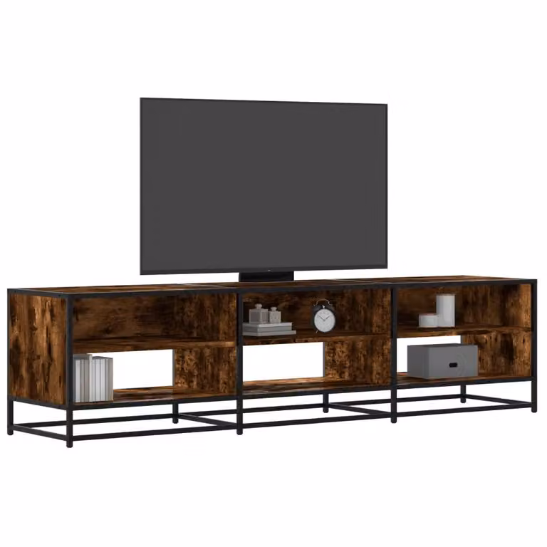 Mobile Porta TV vidaXL in Stile Industrial con Ruote, Rovere Fumo, L 180 x P 40 x H 46 cm