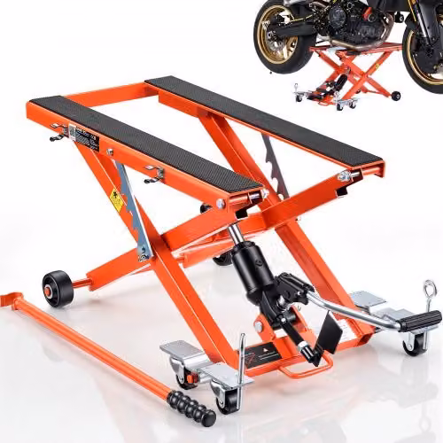 VEVOR Martinetto a Forbice per Moto, Cric Sollevatore Idraulico Portatile Carico max 499 kg, Escursione di Sollevamento 12-35,8 cm per Manutenzione Moto da Officina Garage, Sollevatore con Pedale