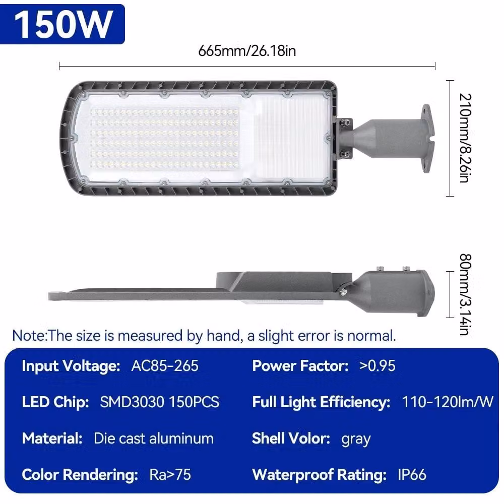 Lampione a LED - Lampada da esterno da 150 W - Alimentazione: 85–265 V AC - Corpo in alluminio - Adatta per montaggio a parete - LED integrati