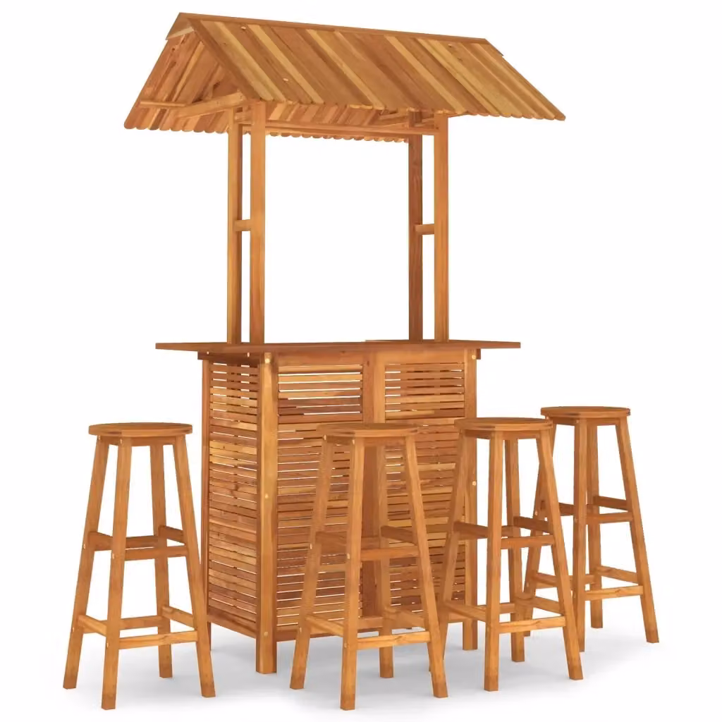 vidaXL Set da Bar per Giardino 5 pz in Legno di Acacia Marrone – 2