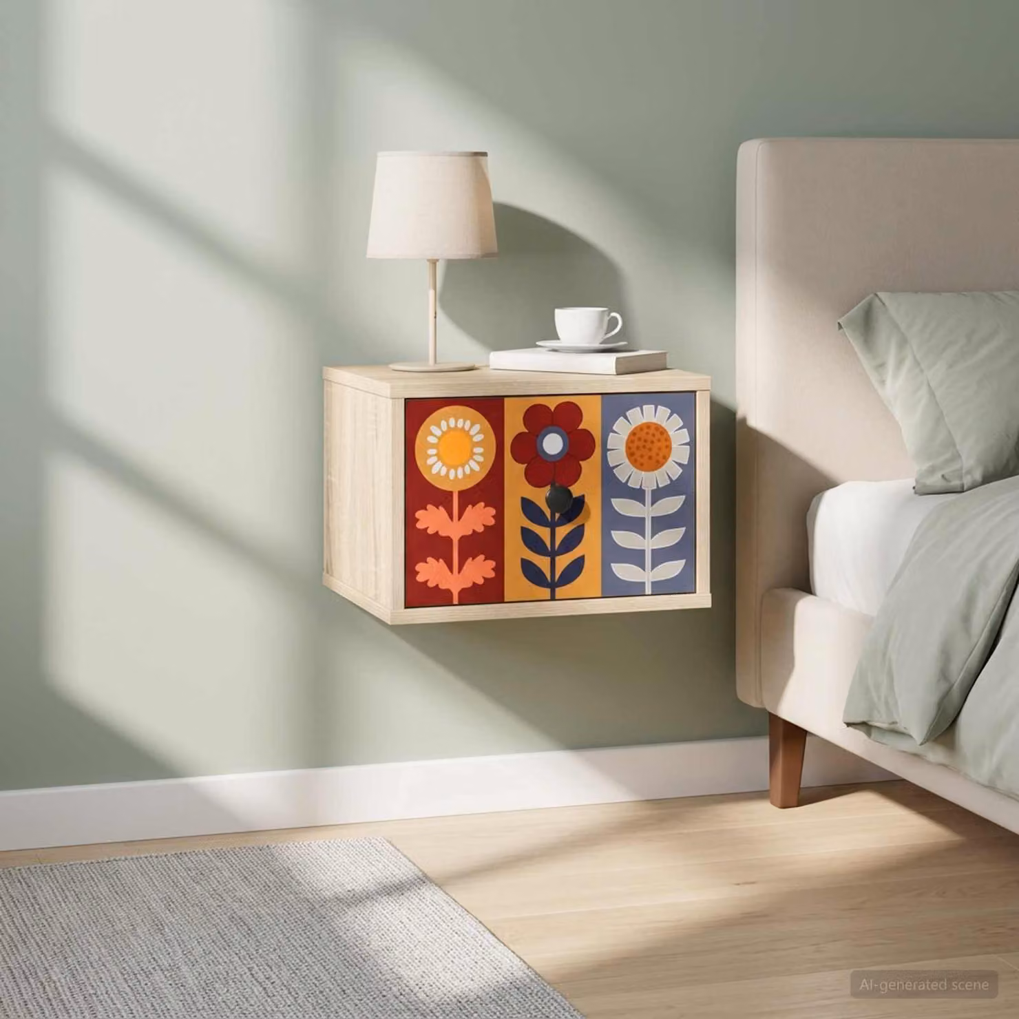 vidaXL Mobiletto da comodino a parete ESSEN Rovere Sonoma moderno in MDF e metallo multicolore