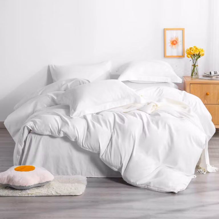 Set di lenzuola matrimoniali super king in microfibra, colore bianco, con cerniera