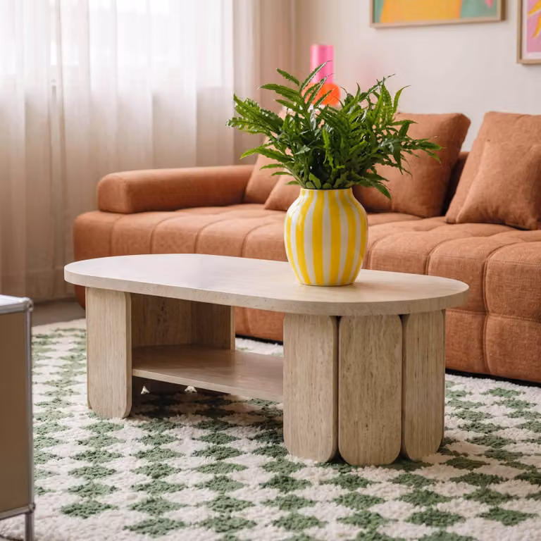 Tavolino in MDF con effetto melaminico legno bianco - Oviala Molly