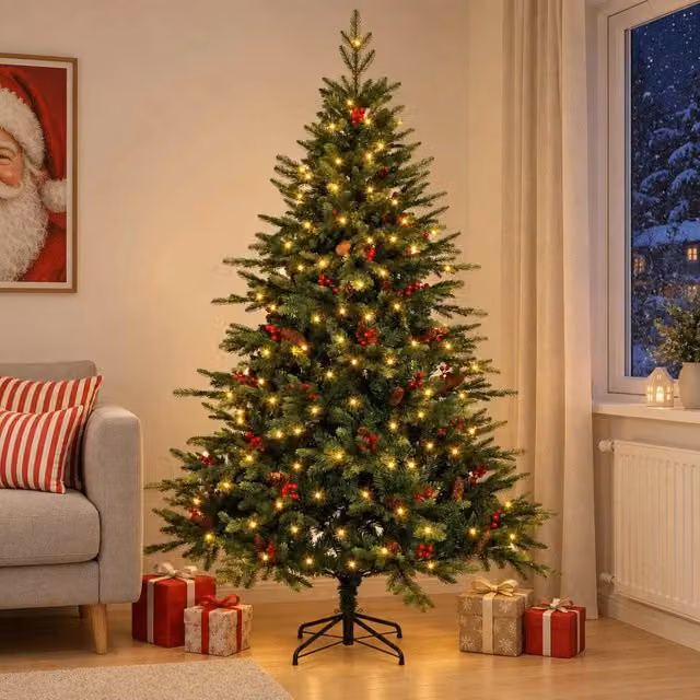 Albero di Natale Artificiale con Rami Pieghevoli 180 cm 300 LED 3466267