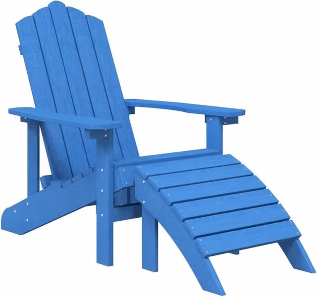 Sedia da Giardino | Sedie da Esterno Adirondack con Poggiapiedi Blu Acqua in HDPE