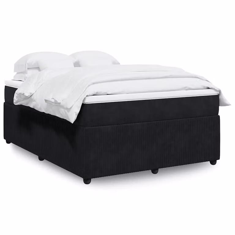 vidaXL Giroletto a Molle con Materasso in Velluto Nero L/P: 140 x 190 cm