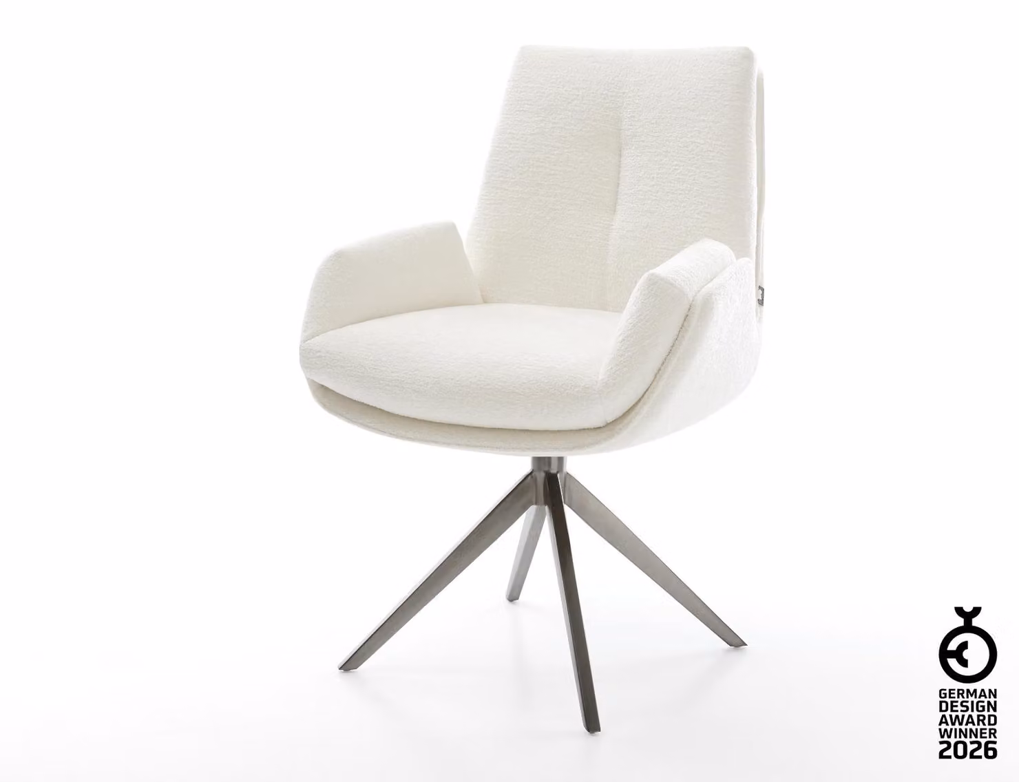 DELIFE Sedia girevole Clea-Flex Bouclé Soft Beige Struttura a croce larga Grafite Girevole a 360° Funzione dondolo