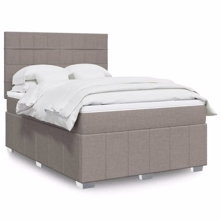 vidaXL Giroletto a Molle con Materasso Ibrido in Tessuto Tortora L/P/H: 140 x 200 cm