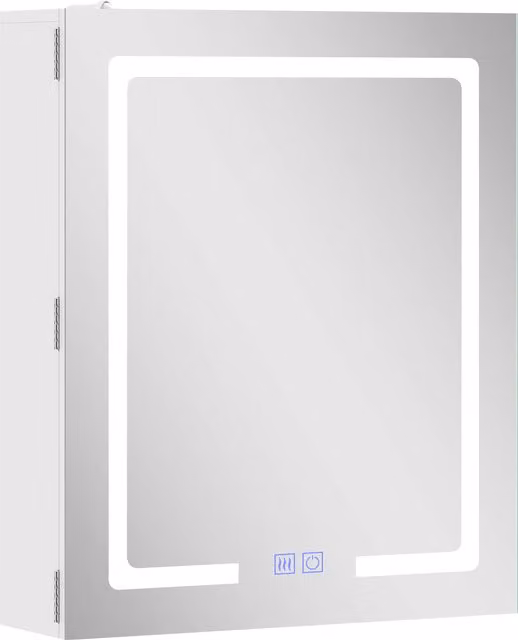HOMCOM Armadietto Bagno con Specchio, Luce LED Regolabile e Sistema Antiappannamento, 50x15x60 cm, Bianco   Aosom Italy