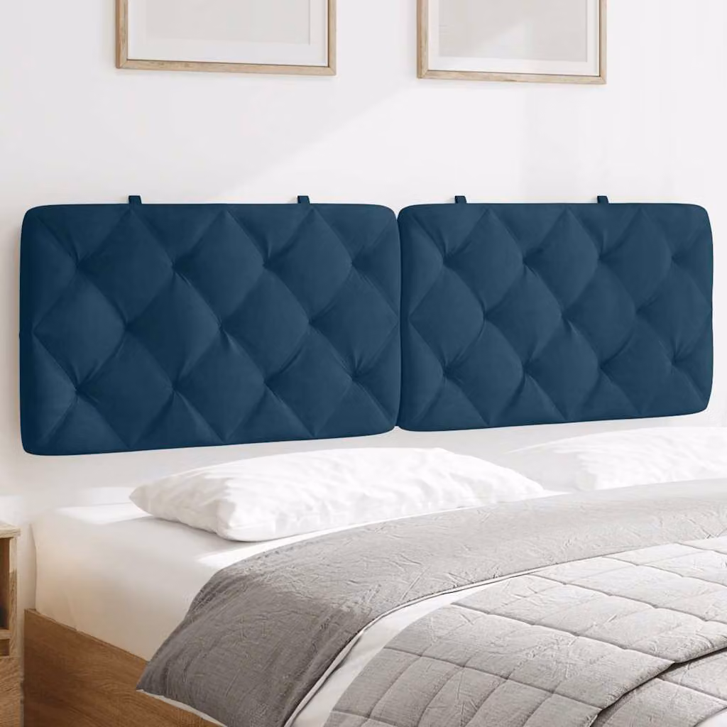Cuscino Testiera vidaXL in Velluto Blu, Larghezza: 160 cm