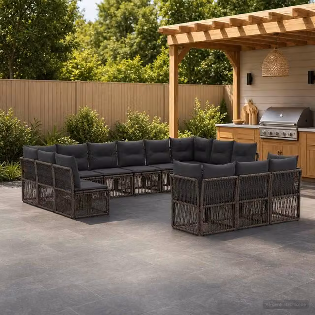 Set Divano da Giardino 13 pz Grigio polyrattan 3434405