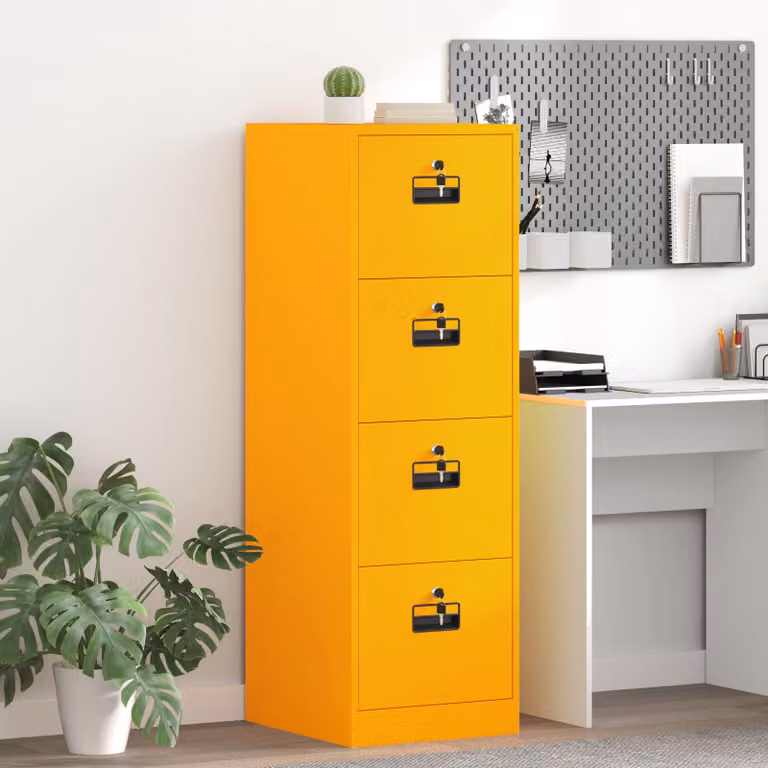 Armadio per file vidaXL in metallo giallo con cassetti e serratura L/P/H: 44 x 50 x 139 cm