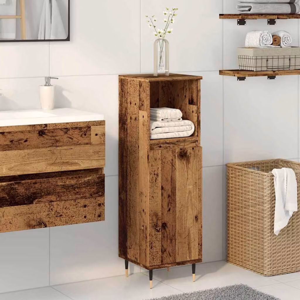 Armadietto da bagno sospeso vidaXL in stile industriale marrone con ripiani interni e ante a battente L/P/H: 30 x 30 x 100 cm