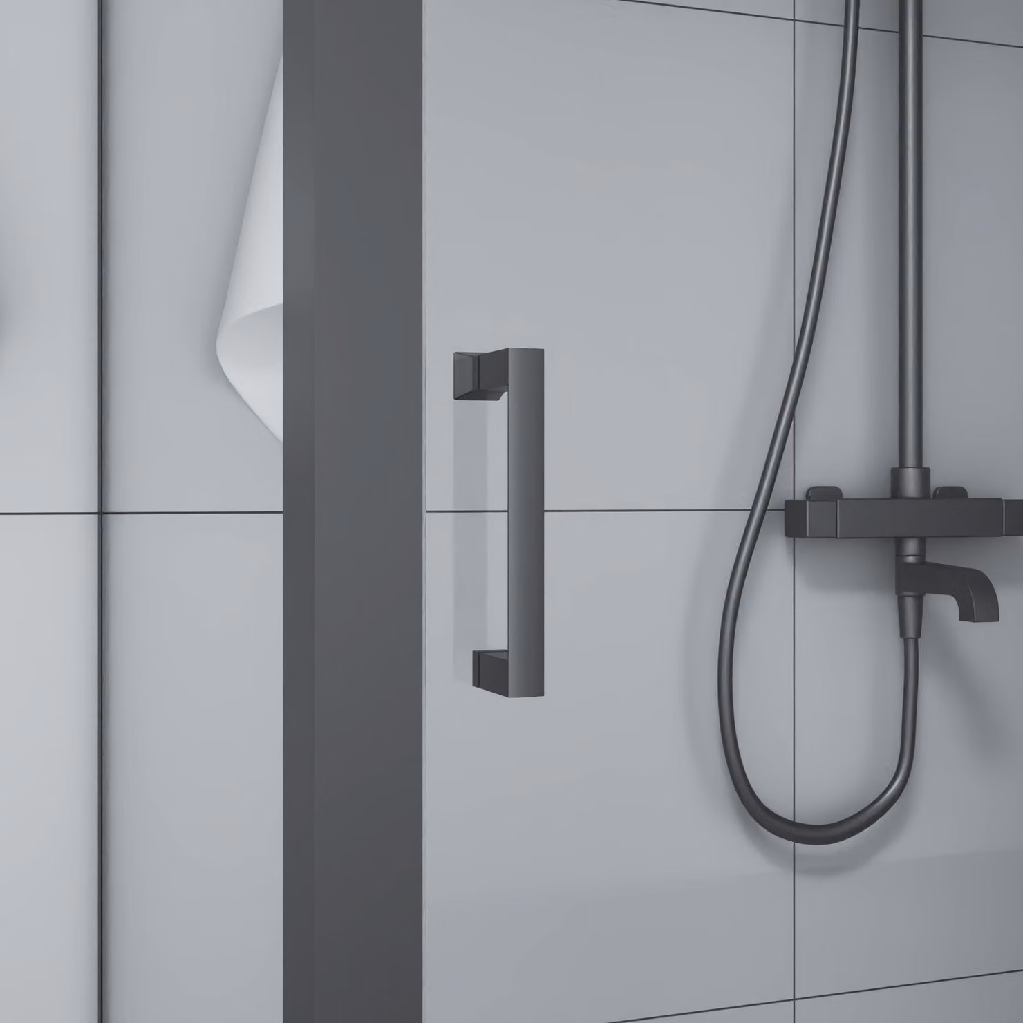 Cabina doccia 80x120 Marwell vetro Factory ingresso frontale, nero, 80 x 120 x 200 cm - Cabina doccia con telaio in alluminio nero opaco - Cabina doccia con porta scorrevole
