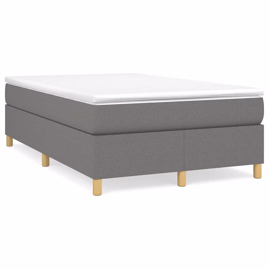 vidaXL Giroletto a Molle Ibrido con Materasso in Tessuto Grigio e Bianco L/P/H: 120 x 200 x 35 cm