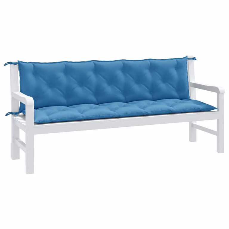Set di 2 cuscini per panca da giardino vidaXL in tessuto blu, L 180 x P 50 x H 7 cm