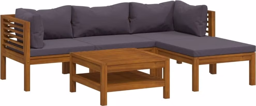 Set Divani da Giardino 5 pz con Cuscini in Massello di Acacia