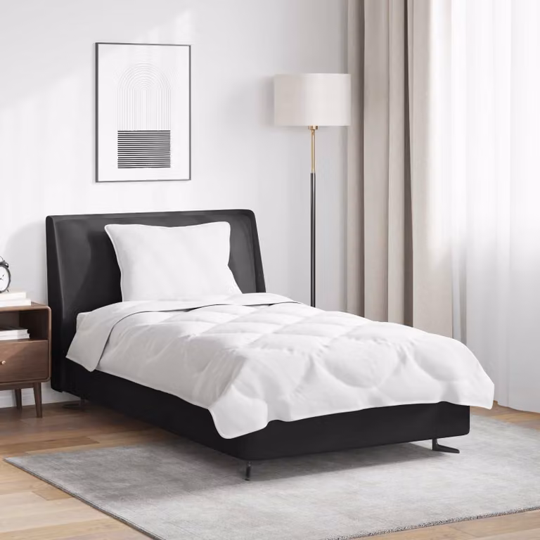 Set di piumoni e cuscini vidaXL in microfibra bianca, traspirabile e lavabile in lavatrice, L: 135 cm x P: 200 cm