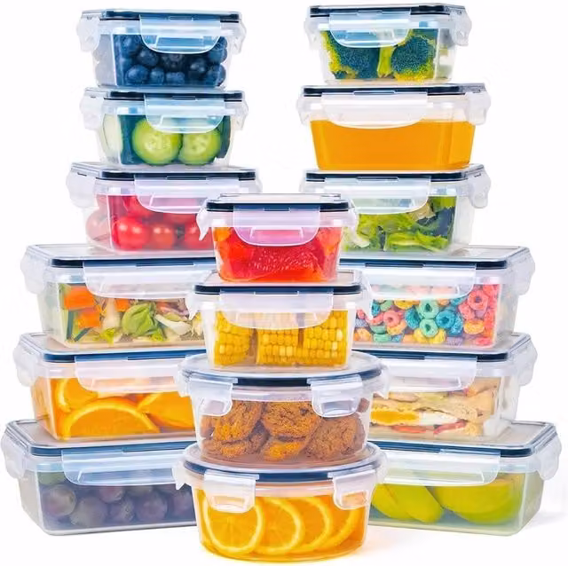 Kit 16 Contenitori Alimentari per Frigo e Dispensa– Chiusura a Scatto Sicura