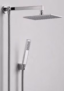 Kit Doccia Bagnoclic con Soffione Rain Quadrato Ø20 cm, Braccio Quadrato 25 cm e Doccino, Colore Cromo
