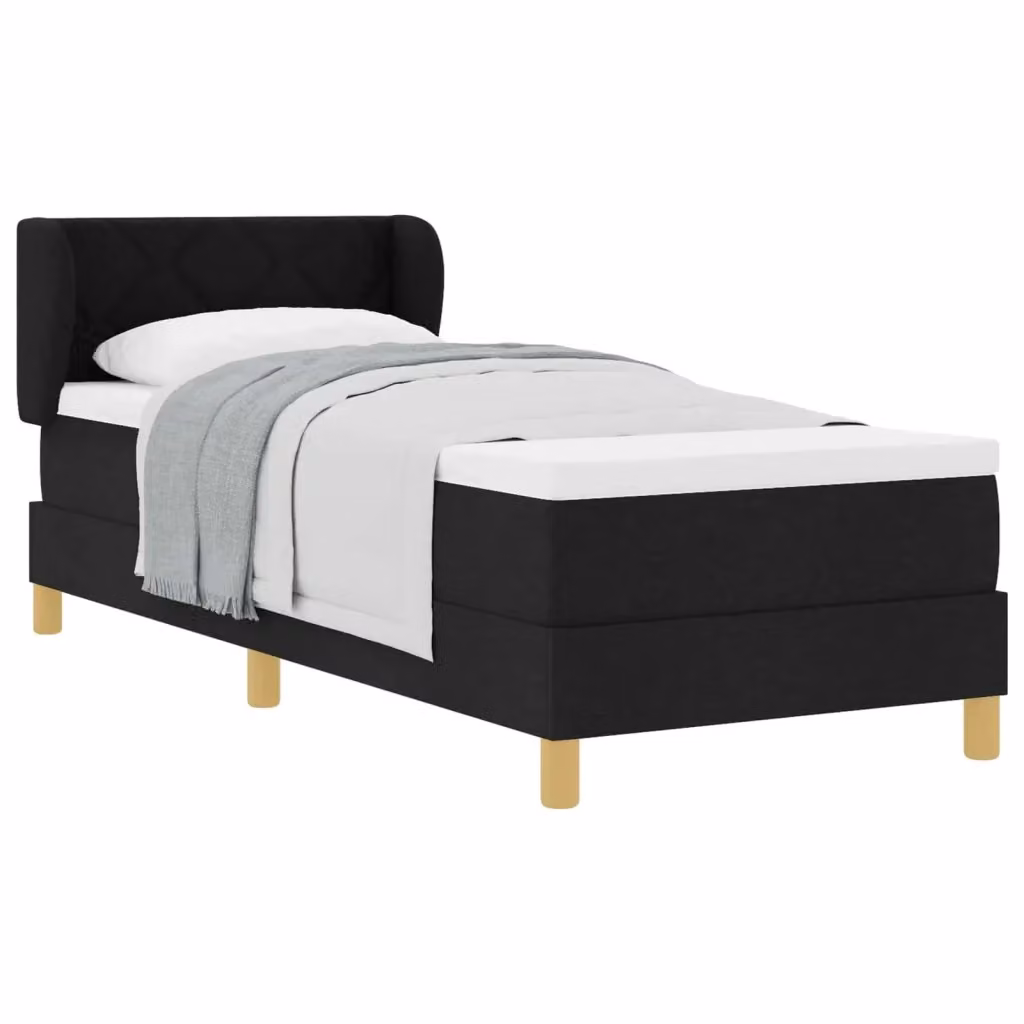 Letto a molle con testiera vidaXL in tessuto nero L: 200 cm, P: 80 cm, H: 83 cm – 2