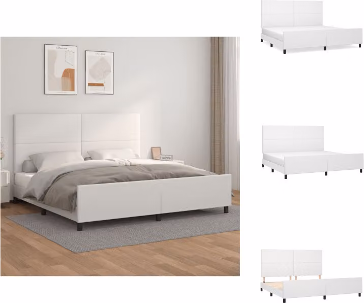vidaXL Struttura letto con testiera bianca 200x200 cm in Pelle finta - Letti e strutture letto