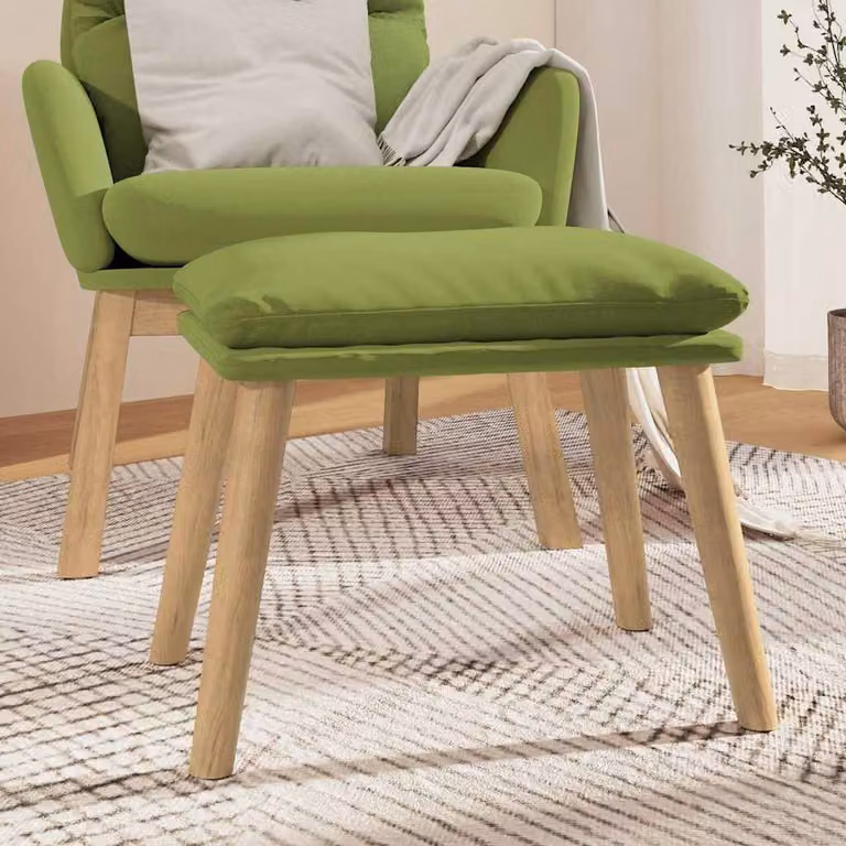 Poggiapiedi vidaXL in velluto verde con struttura in legno, L 45 cm x P 29,5 cm x H 35 cm