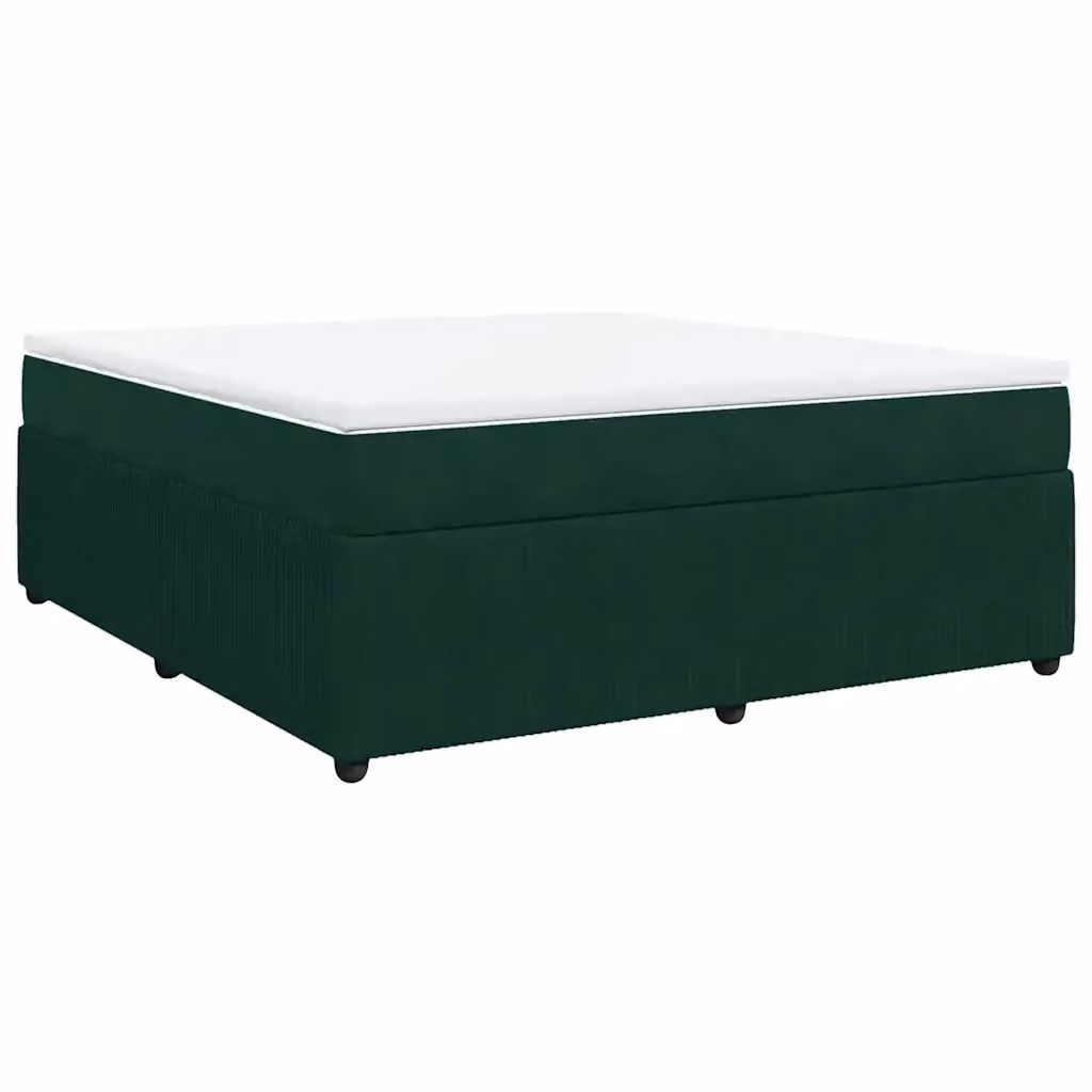 Letto Ibrido con Giroletto a Molle e Materasso vidaXL in Velluto Verde Scuro, L/P: 180 x 200 cm – 2