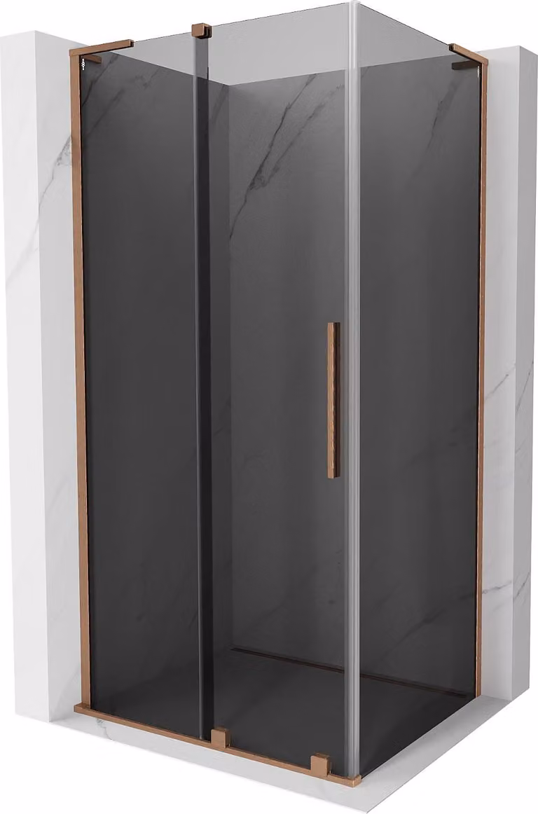 Mexen Velar L cabina doccia scorrevole 120 x 75 cm, grafite, rame spazzolato - 871-120-075-43-65