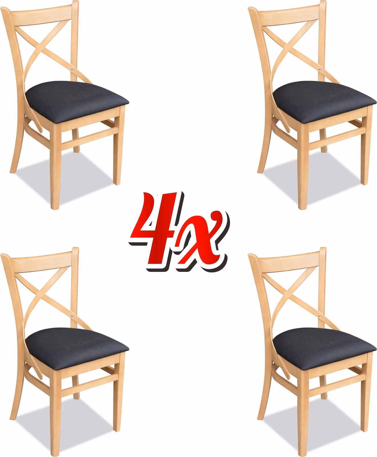 Design Stuhlset Gruppe Polsterung Textil 4x Stühle Möbel Luxus Lehn Stühle