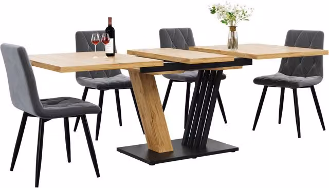 Tavolo da pranzo allungabile effetto marmo 120-160 x 80 x 76 cm bianco per cucina e soggiorno