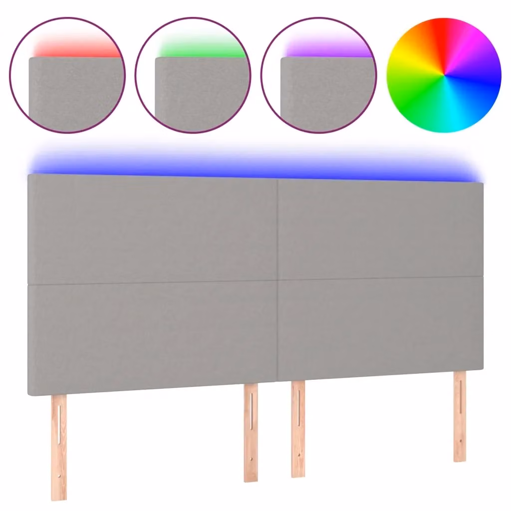 Testiera con LED e porta USB vidaXL in tessuto grigio, L: 200 cm, P: 5 cm, H: 118-128 cm – 2