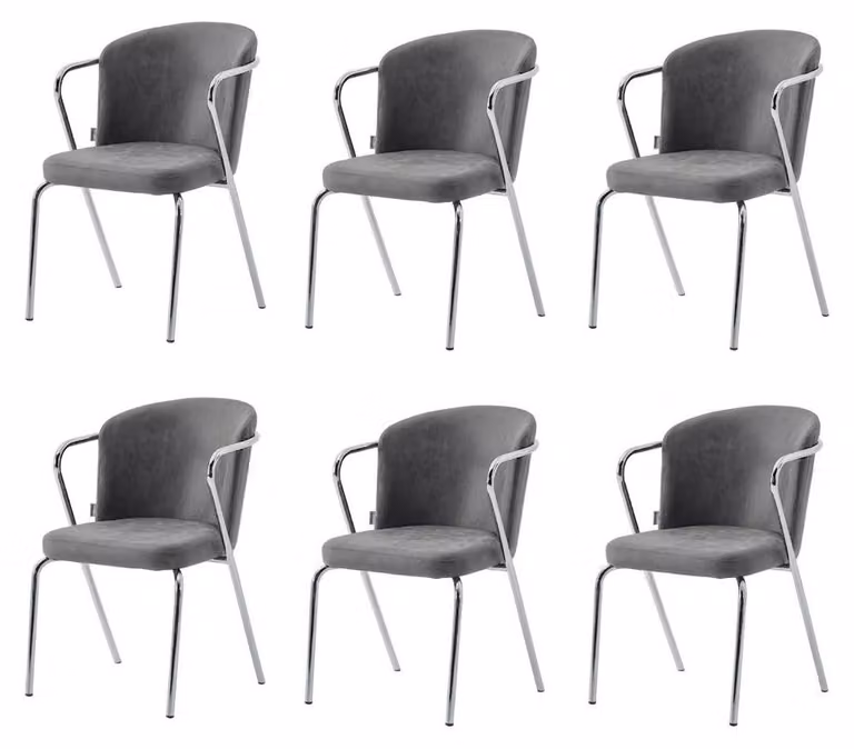 Set di 6 sedie Grigio Comode Moderne Eleganti Morbide Classiche