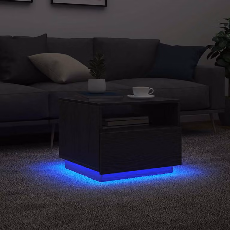 Maison Exclusive - Tavolino con luci LED Effetto rovere nero 50x49x40 cm