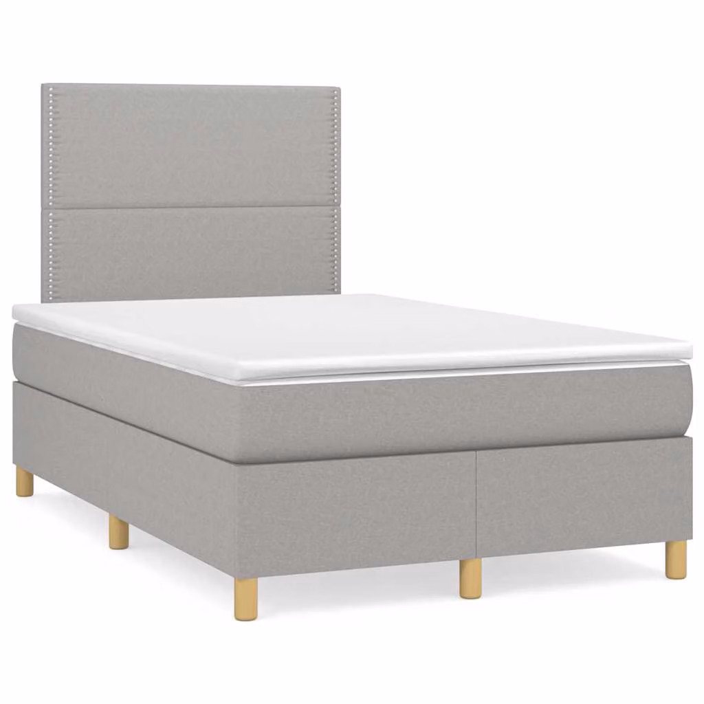 Letto Ibrido con Materasso e Illuminazione LED vidaXL in Tessuto Grigio e Bianco L/P/H: 120 x 200 x 123 cm