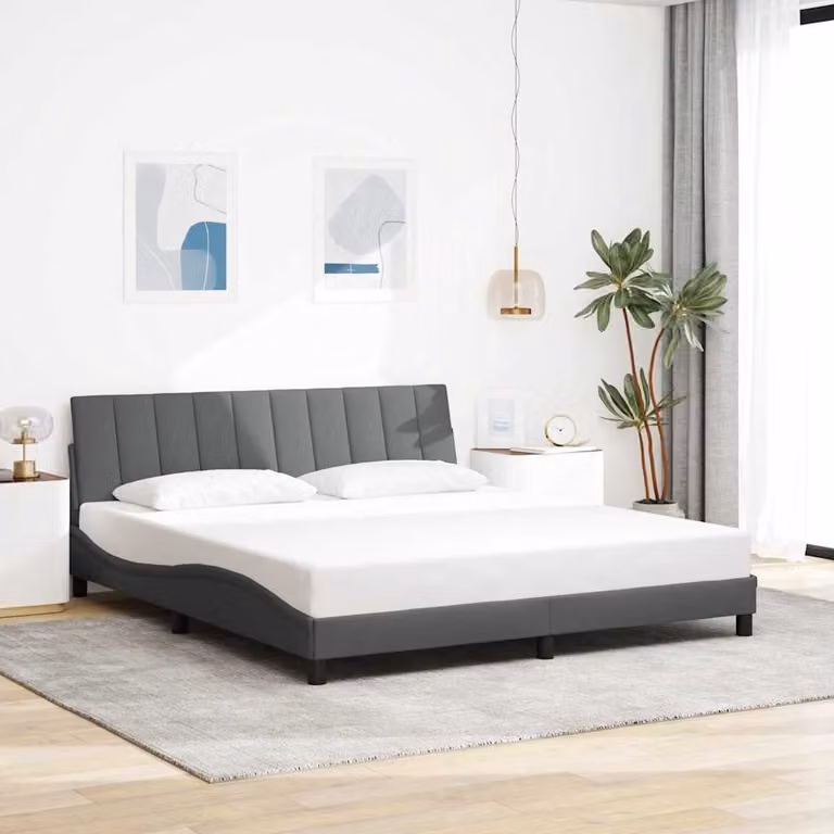 vidaXL Giroletto Hanko senza Materasso Grigio con Struttura Imbottita L 180 x P 200 cm