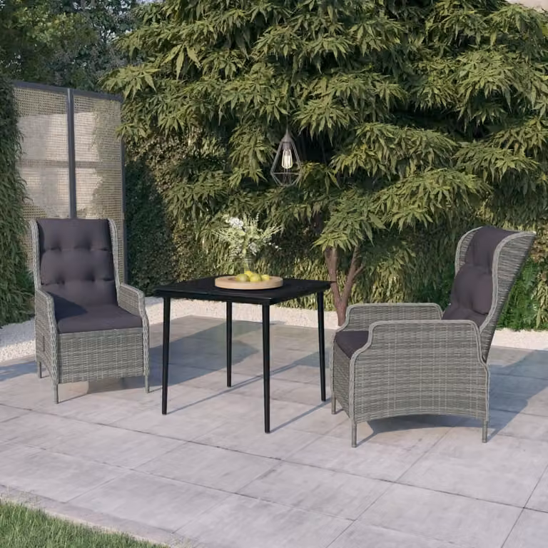Maison Exclusive - Set da pranzo da giardino a 3 pezzi, grigio chiaro