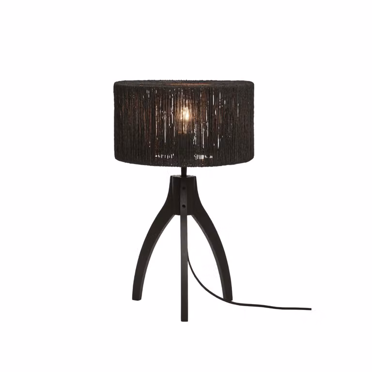 GOOD&MOJO - Lampada da tavolo Iguazu - Juta/Bambù Nero - Ø30x41cm Lampada da tavolo - Lampada da comodino, soggiorno, camera da letto