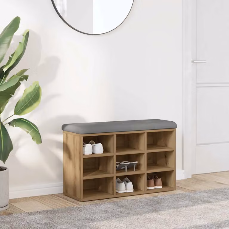 Scarpiera moderna vidaXL in legno rovere e MDF, colore marrone e grigio, L: 110 cm, H: 82 cm, P: 32 cm