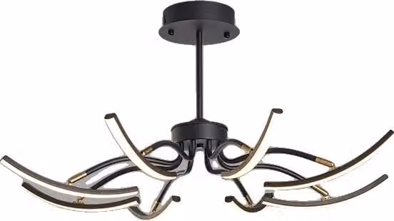 Lampadario, dimmerabile, telecomando, 8 bracci nero, RC dimmerabile con APP