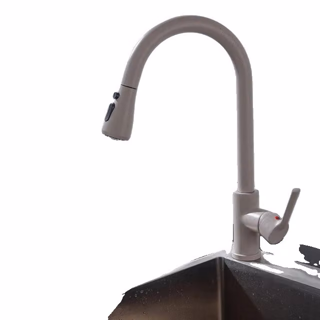 Miscelatore da cucina, design estraibile, superficie nichelata, CF04043YMWM Beige